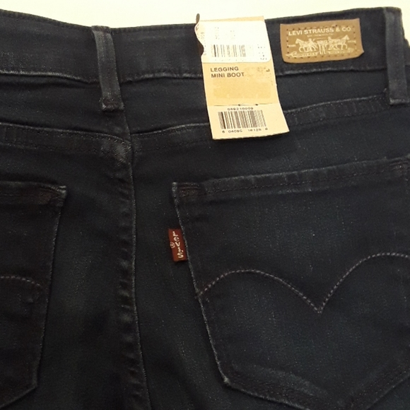 Levi's Dark Wash New Legging Mini Boot Denim Jean’s A37 - Picture 10 of 10